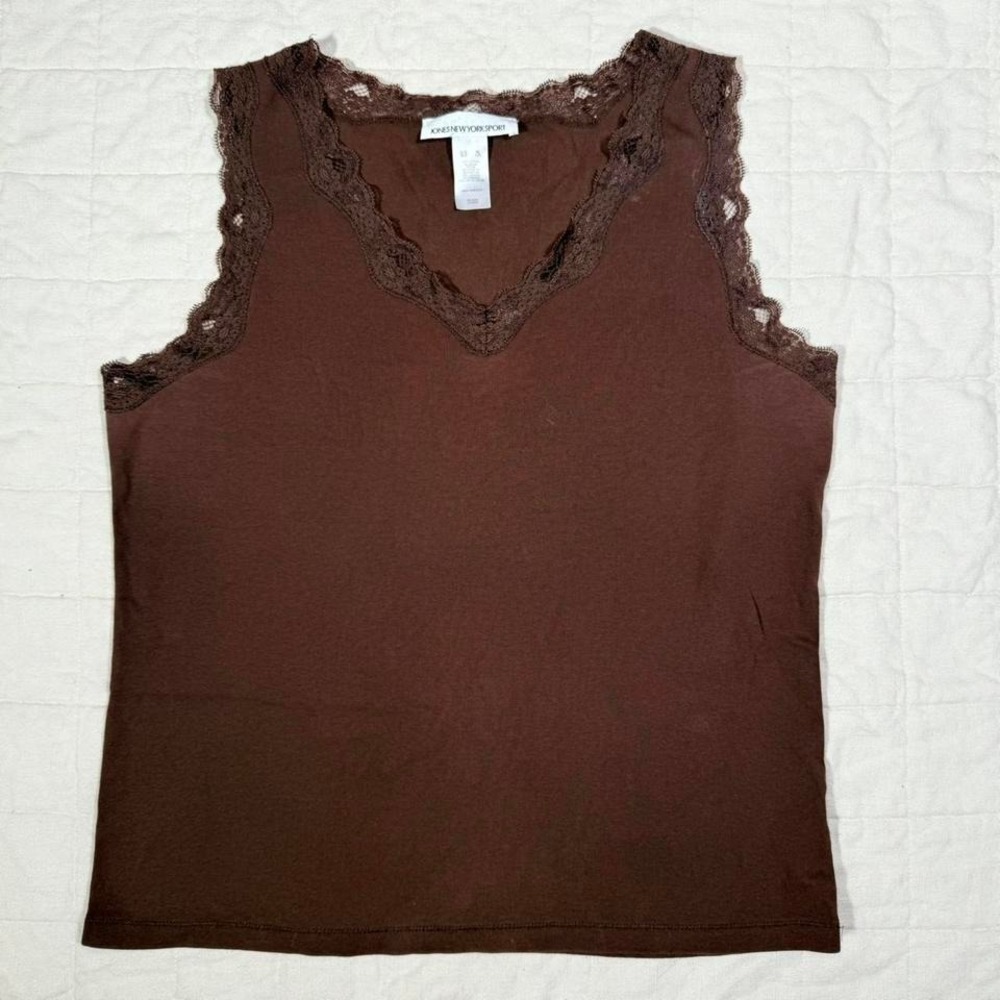 Jones New York Sport Lace-Trim Tank –‎ Chocolate Brown (XL)